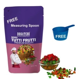 BOGATCHI Mixed Tutty fruitty Dry Fruit for Cake, Ice Creams and Shakes Decorations, Mix Tutti Frutti Multicolor, Delicious and Tasty, 200g with Free Measuring Spoon