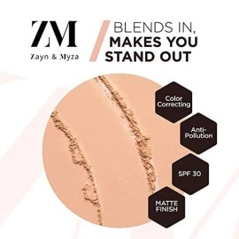 ZM Zayn & Myza - Natural Nude Pollution Defense CC With SPF 30 PA+++ Ultra-Fine Color Correcting Powder Matte Finish Makeup Vegetarian Cruelty-Free Paraben-Free 9g