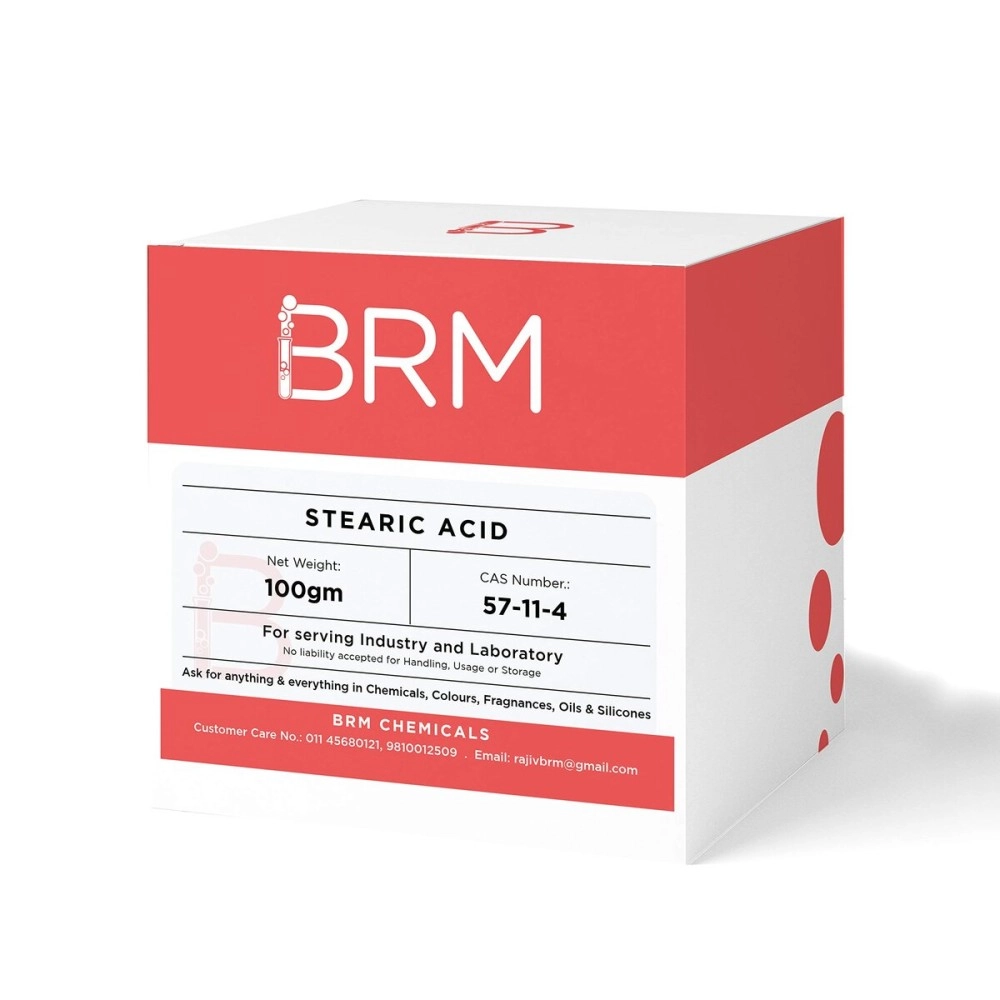BRM Chemicals Stearic Acid - Thickener, Emulsifier & Stabilizer For Soap Making, Cosmetic Making - 100 Grams