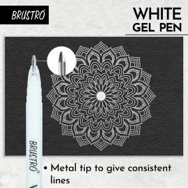 BRUSTRO White Gel Pen | Tip Size -1 mm|Pack of 3 | Ideal for Students and Adults, Drawing, Mandala Arts, Students, Office Use, Writing, Pen Set