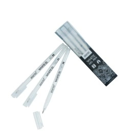BRUSTRO White Gel Pen | Tip Size -1 mm|Pack of 3 | Ideal for Students and Adults, Drawing, Mandala Arts, Students, Office Use, Writing, Pen Set