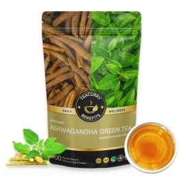 TEACURRY Ashwagandha Green Tea - 50 Gms Loose Tea / 25 Cups | Ashwagandha Green Tea Helps with Weight Management, Cholesterol | Herbal Tea for Sugar Control