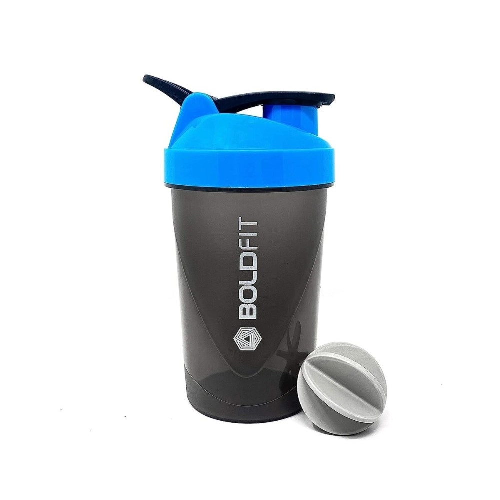 Boldfit Compact Gym Shaker Bottle, Shaker Bottles For Protein Shake, Bpa Free Material, Plastic, Blue And Grey, 500ml