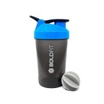 Boldfit Compact Gym Shaker Bottle, Shaker Bottles For Protein Shake, Bpa Free Material, Plastic, Blue And Grey, 500ml