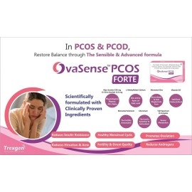 Trexgen OvaSense-PCOS Forte Synergistic Myo-inositol 550mg & D-Chiro Inositol 13.8mg, Cholecalciferol, B-complex,Zinc, Chromium, Selenium & Micronutrients (30 Tablets) (1)