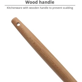 Spatlus Woodtula Silicone Slotted Spatula Turner,Heat Resistant up to 445F, BPA Free, Food Grade Wooden Handle Nonstick Flipper for Fish, Eggs, Omelets 32 cm