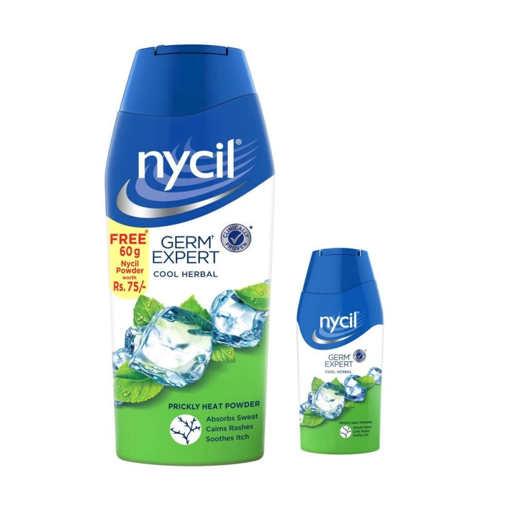 Nycil Cool Herbal Prickly Heat Talcum Powder 150g (Cool Herbal 60g Free)