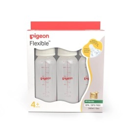 Pigeon Peristaltic Baby Nursing/Feeding Bottle RPP M,for 4+ Month Babies,BPA Free,BPS Free,White,240 ml,Pack of 3