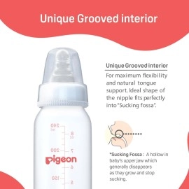 Pigeon Peristaltic Baby Nursing/Feeding Bottle RPP M,for 4+ Month Babies,BPA Free,BPS Free,White,240 ml,Pack of 2