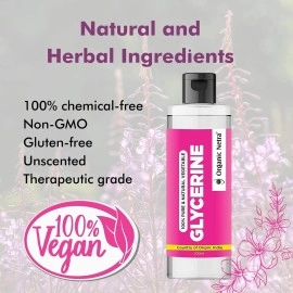 Organic Netra 100% Pure Vegetable Glycerine - All-Natural, Chemical-Free Liquid Glycerine for Men and Women - Perfect Hair and Skin Moisturizer - Non-GMO, Gluten-Free, Therapeutic Grade - 200ml