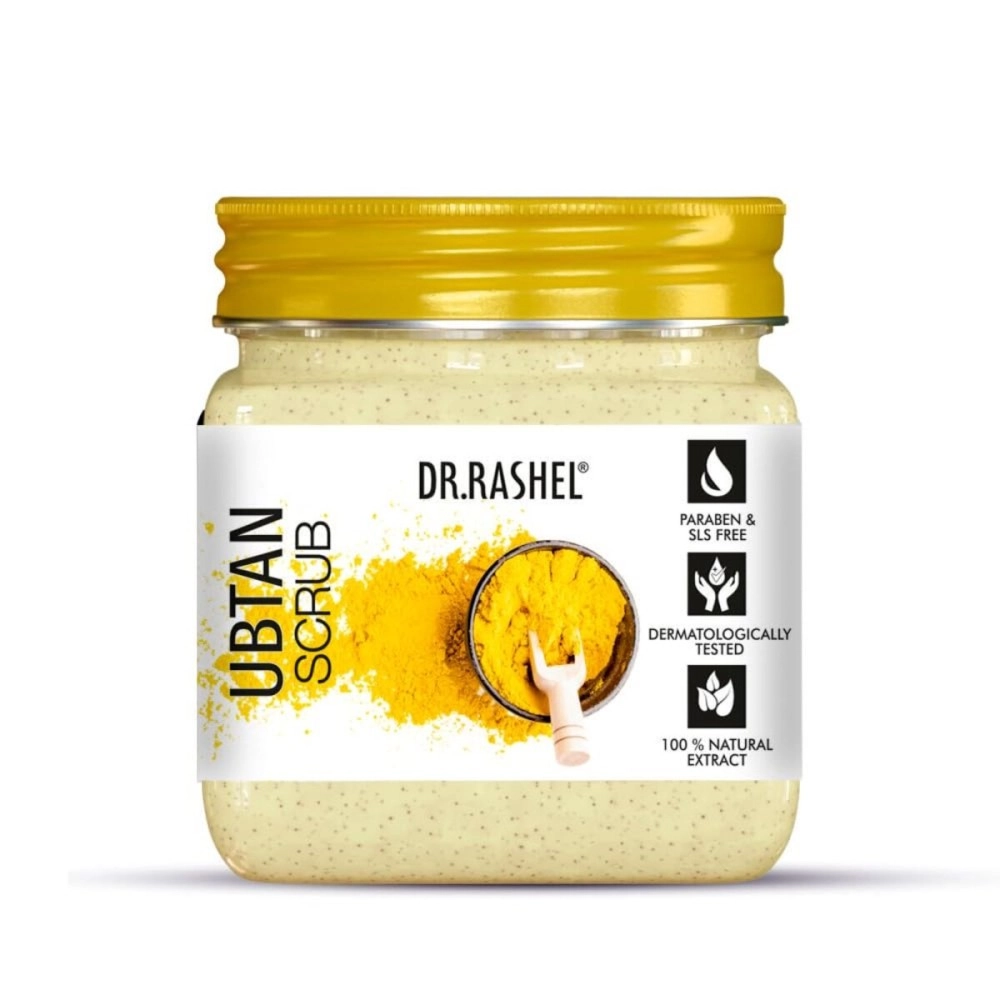 DR.RASHEL Ubtan Scrub For Face & Body | With Haldi, Chandan & Kesar | Skin Brightening | Tan & Dead Skin Removal | Deep Exfoliation | 380ml