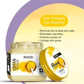 DR.RASHEL Ubtan Scrub For Face & Body | With Haldi, Chandan & Kesar | Skin Brightening | Tan & Dead Skin Removal | Deep Exfoliation | 380ml