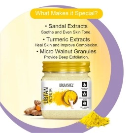 DR.RASHEL Ubtan Scrub For Face & Body | With Haldi, Chandan & Kesar | Skin Brightening | Tan & Dead Skin Removal | Deep Exfoliation | 380ml
