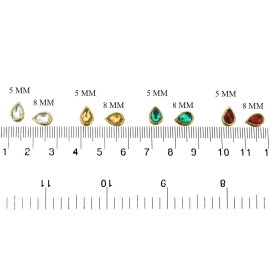 Embroiderymaterial Kundan Stones Combo for Embroidery & Jewelry Making in Tear Drop Shape - 4 Color - Size:- 5 * 8MM - 100 Pieces - 25Pieces/Color, Multicolor