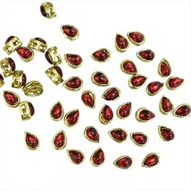 Embroiderymaterial Kundan Stones Combo for Embroidery & Jewelry Making in Tear Drop Shape - 4 Color - Size:- 5 * 8MM - 100 Pieces - 25Pieces/Color, Multicolor