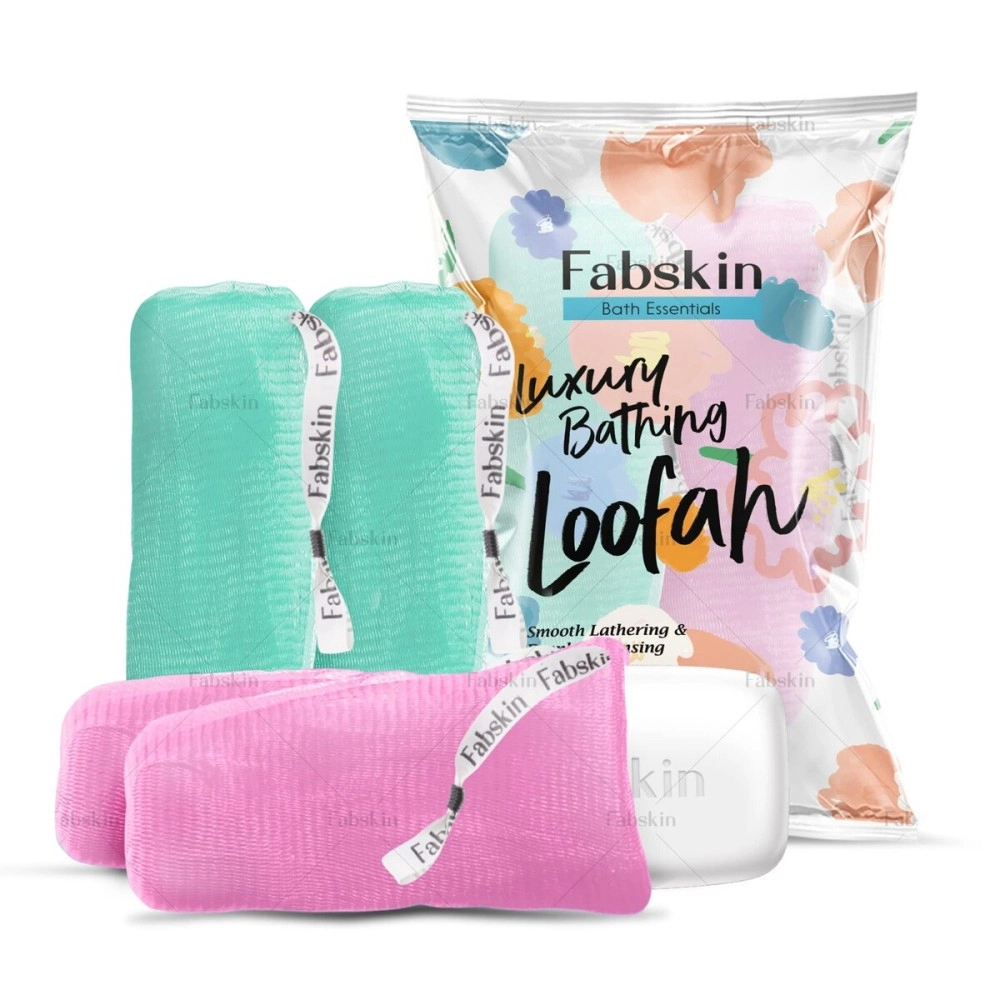 FABSKIN Soap Saver Pouch Loofah Scrubber Pack Of 4, Soap Saver Bag, Soap Pocked, Loofah For Soap Shower Bathing For Men and Women | Made In India