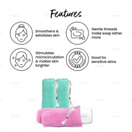 FABSKIN Soap Saver Pouch Loofah Scrubber Pack Of 4, Soap Saver Bag, Soap Pocked, Loofah For Soap Shower Bathing For Men and Women | Made In India