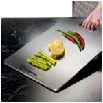 OrganizeMee Large Stainless Steel Chopping Cutting Board for Vegetable Fruit Cutter Metal Choping-Board for Kitchen, Big Size Pad Choping Boards Kitchen,1 Year Warranty (Size 36 cm X 25Cm)