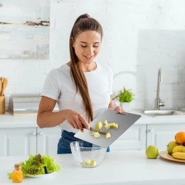 OrganizeMee Large Stainless Steel Chopping Cutting Board for Vegetable Fruit Cutter Metal Choping-Board for Kitchen, Big Size Pad Choping Boards Kitchen,1 Year Warranty (Size 36 cm X 25Cm)