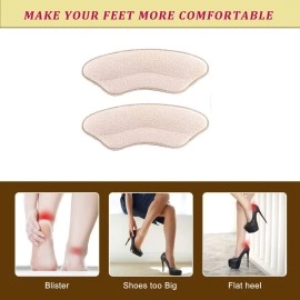 MELOWELL Premium Heel Pads for Shoes Too Big, Self-Adhesive Heel Inserts for Women&Men, Heel Grips to Improve Shoe Fit and Comfort, Heel Protectors to Prevent Pain Blisters Calluses (2 Pairs)