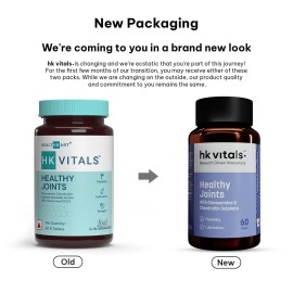 HealthKart HK Vitals Joint Support Supplement, with Glucosamine 1400mg, Chondroitin, Calcium and Vitamin D3, For Joint Strength, Mobility, and Flexibility, 60 Joint Support Tablets