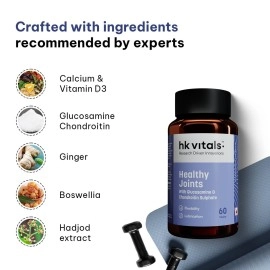 HealthKart HK Vitals Joint Support Supplement, with Glucosamine 1400mg, Chondroitin, Calcium and Vitamin D3, For Joint Strength, Mobility, and Flexibility, 60 Joint Support Tablets