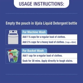 UJALA Liquid Detergent 800ml - New Ujala Liquid Detergent with IDD (Instant Dirt Dissolvers) for Effortless Washing & Superior Color Care.