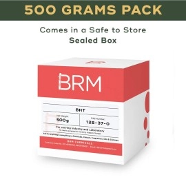 BRM Chemicals BHT Butylated Hydroxytoluene - 500 Grams For Domestic Use, Cosmetic Making & DIY Personal Care For Face, Hair, Skin & Body
