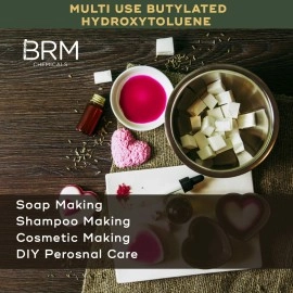 BRM Chemicals BHT Butylated Hydroxytoluene - 500 Grams For Domestic Use, Cosmetic Making & DIY Personal Care For Face, Hair, Skin & Body