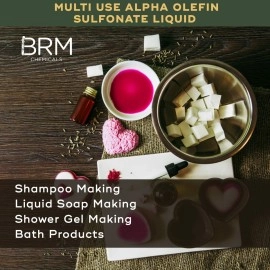 BRM Chemicals AOS Liquid - 500 Grams Alpha Olefin Sulfonate Liquid For Shampoo Making, Lotion, Creams, Cosmetic Making & DIY Personal Care For Face, Hair, Skin & Body