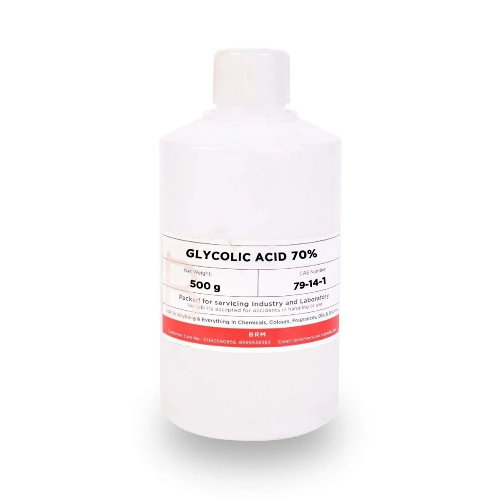 BRM Chemicals Glycolic Acid 70% - 500 Grams For Cleansers, Creams, Masks, Cosmetic Making & DIY Personal Care For Face, Hair, Skin & Body