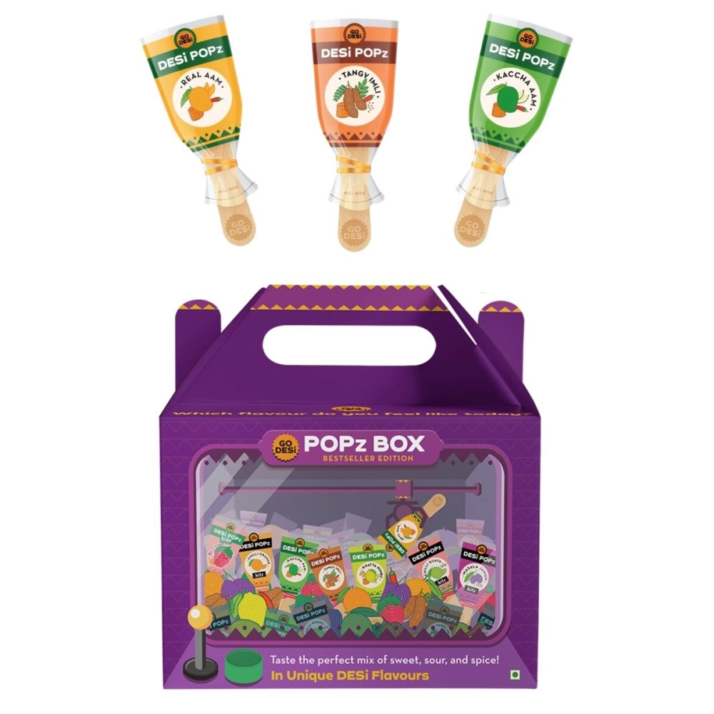 GO DESi - Pops Trial Pack | Gift Basket | DESi POPz | Tangy Imli | Kaccha Aam | Real Aam | Lollipop