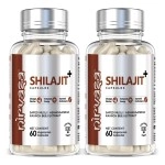 Nirvasa Pure Shilajit with Safed Mulsi, Aswagandha, kaunch beez - 120 Caps, Pack of 2