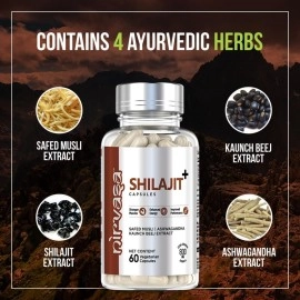 Nirvasa Pure Shilajit with Safed Mulsi, Aswagandha, kaunch beez - 120 Caps, Pack of 2