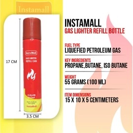 Instamall Aluminum Gas Lighter Refill Can,100 Ml Pack Of 2(Yellow)