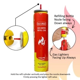 Instamall Aluminum Gas Lighter Refill Can,100 Ml Pack Of 2(Yellow)