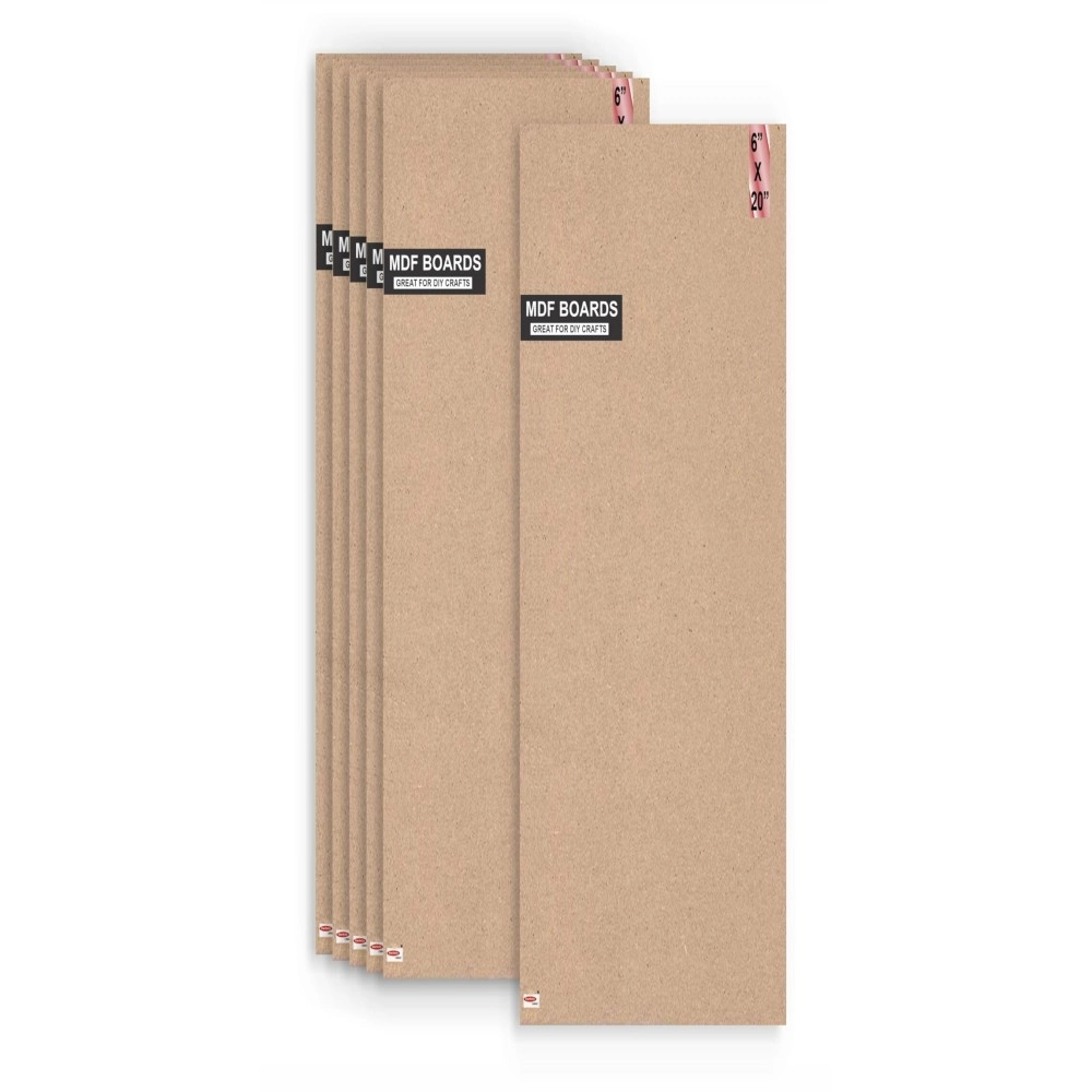 Variety Canvas 6 Piece 20 x 6 Inch Large MDF Boards for Art and Craft, Wood MDF Sheets for Craft Work, DIY MDF Cutouts