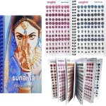 SUNAINA (Original) Spiral Multicolour Mix Design And Mix Self-Adhesive Size Full Stone Bindi Book For Women