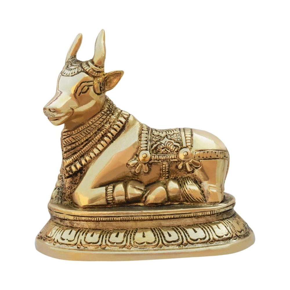 Treemaison Coronating Homes Vastu Brass Nandi Cow Statue Vastu Remedy For Home & Office | Brass Shiva\'s Bull (Nandi)