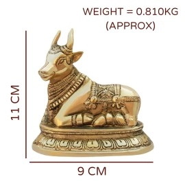 Treemaison Coronating Homes Vastu Brass Nandi Cow Statue Vastu Remedy For Home & Office | Brass Shiva\'s Bull (Nandi)