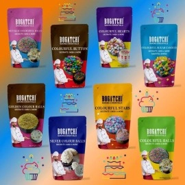 BOGATCHI Golden Balls for Cake Decoration | Topping for Cake & Other Baking Items| Colored Sugar Confectionary | Cake Decorating Sprinkler |Gluten Free & Vegan |75g