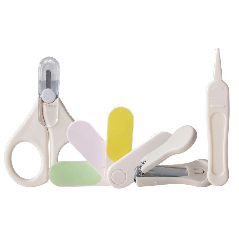 GOCART WITH G LOGO Baby Nail Kit, Baby Manicure Kit And Pedicure Kit With Baby Nail Clipper, Scissor, Nail File & Tweezers For New-Born, Infant & Toddler (White),1 Count