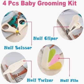 GOCART WITH G LOGO Baby Nail Kit, Baby Manicure Kit And Pedicure Kit With Baby Nail Clipper, Scissor, Nail File & Tweezers For New-Born, Infant & Toddler (White),1 Count