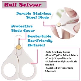 GOCART WITH G LOGO Baby Nail Kit, Baby Manicure Kit And Pedicure Kit With Baby Nail Clipper, Scissor, Nail File & Tweezers For New-Born, Infant & Toddler (White),1 Count