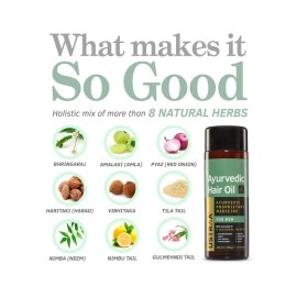 Ustraa Ayurvedic Hair Oil 200ml (Set of 2) - with 8 Natural Herb extracts, With Red Onion, Bhringaraj, Amla & Neem, Controls hair fall