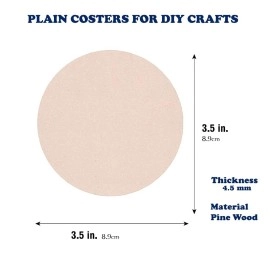 Rise N Shine Round Blank Coasters MDF (Pine Wood) for DIY, Art & Craft (SET OF 50, 3.5 Inch, 2.5mm/4.5mm Thick)