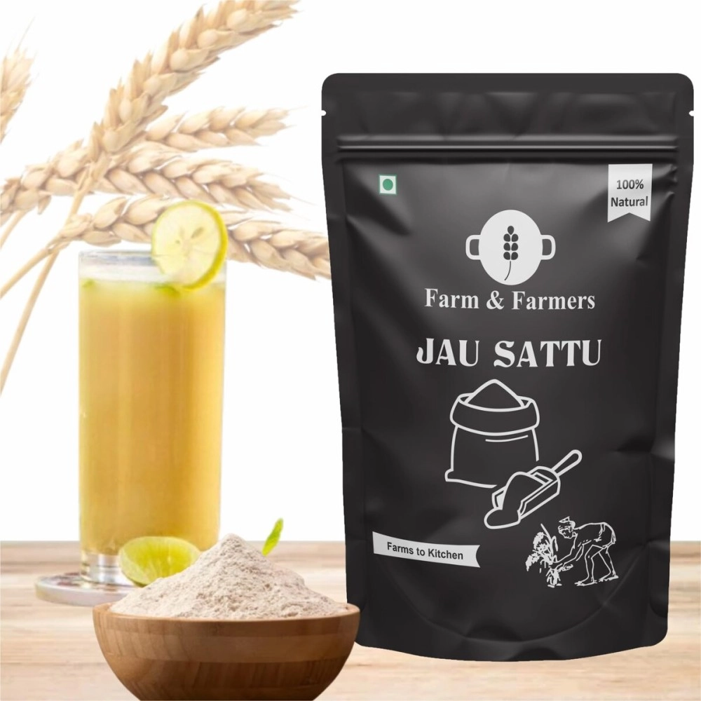 Farm & Farmers Organic Jau Sattu Flour 700gm - Gluten Free Barley Flour Atta Jau Ka Sattu, Fresh from Farms 100% Vegan No Preservatives, No Trans Fats, Rich in Protein and Nutrients