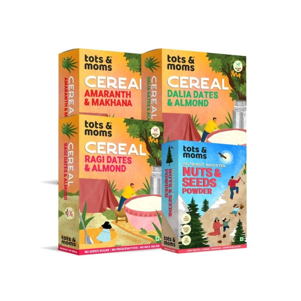 TOTS AND MOMS & Travel Foods Combo 2 | Natural & Wholesome Instant Mixes Nuts & Seeds Powder- Pack of 4