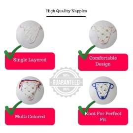 Little Boo new born Baby\'s Cotton Cloth Diapers/Langot/nappy U Shaped Washable and Reusable Nappies (Multicolour,0-6 Months) Pack of 10