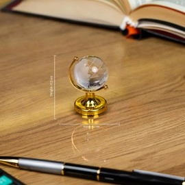Shoppersduniya Fengshui Crystal Globe with Golden Stand for Positive (Chi) Energy, Success, Good Luck and Prosperity Vastu Remedy for Home Children\'s Study Table & Office (Glass, White)